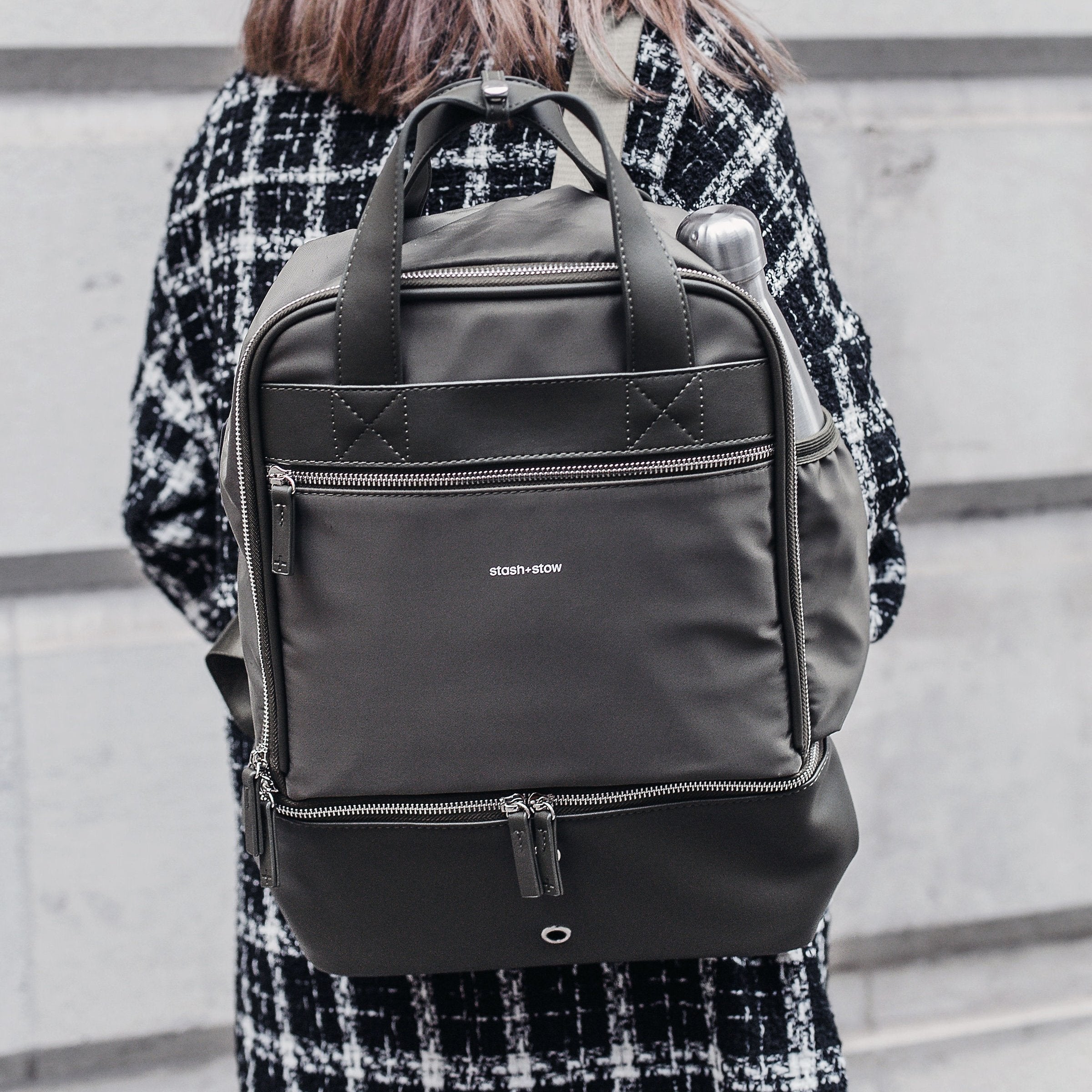 stylish backpack for women with bottle pocket